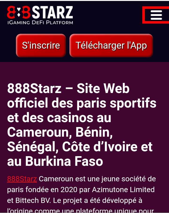 Menu 888starz