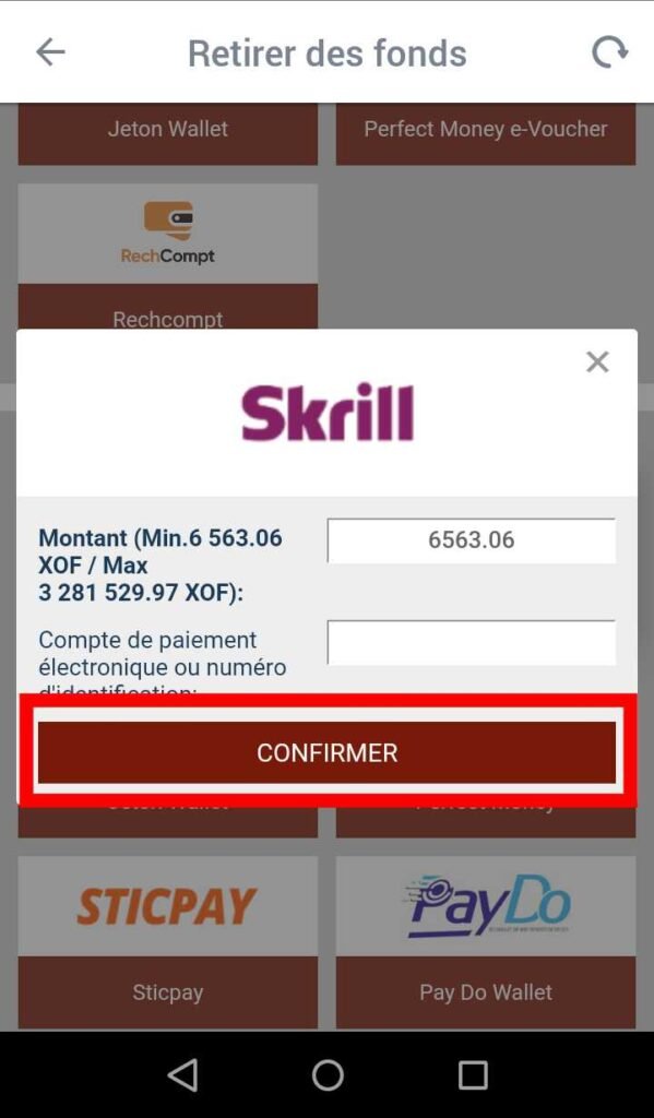 Confirmer le retrait sur 888starz Cameroun