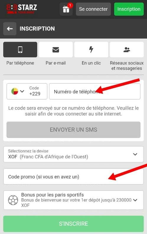 Inscription au site 888starz par téléphone