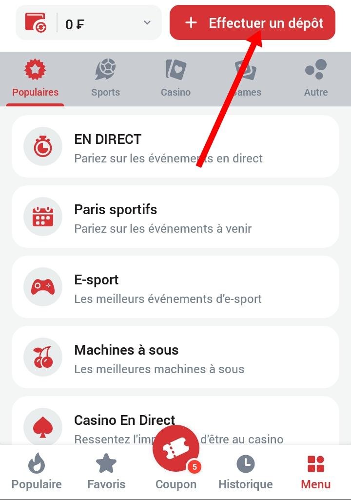 Effectuer un dépôt sur 888starz Sénégal