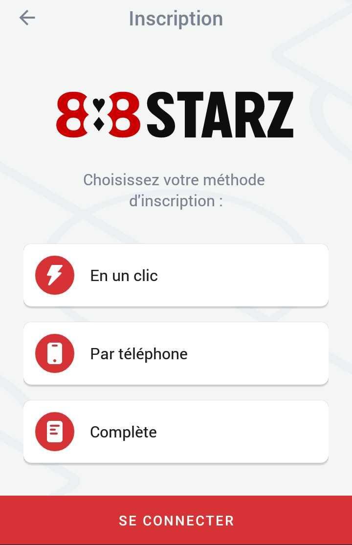 Méthode d'inscription 888starz