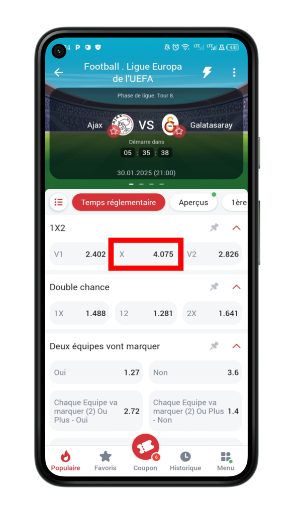Choisissez un match de votre choix