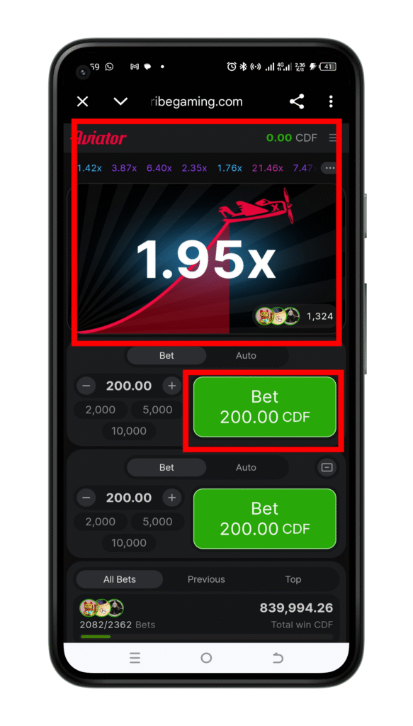 Démarrer le jeu casino que vous avez choisi